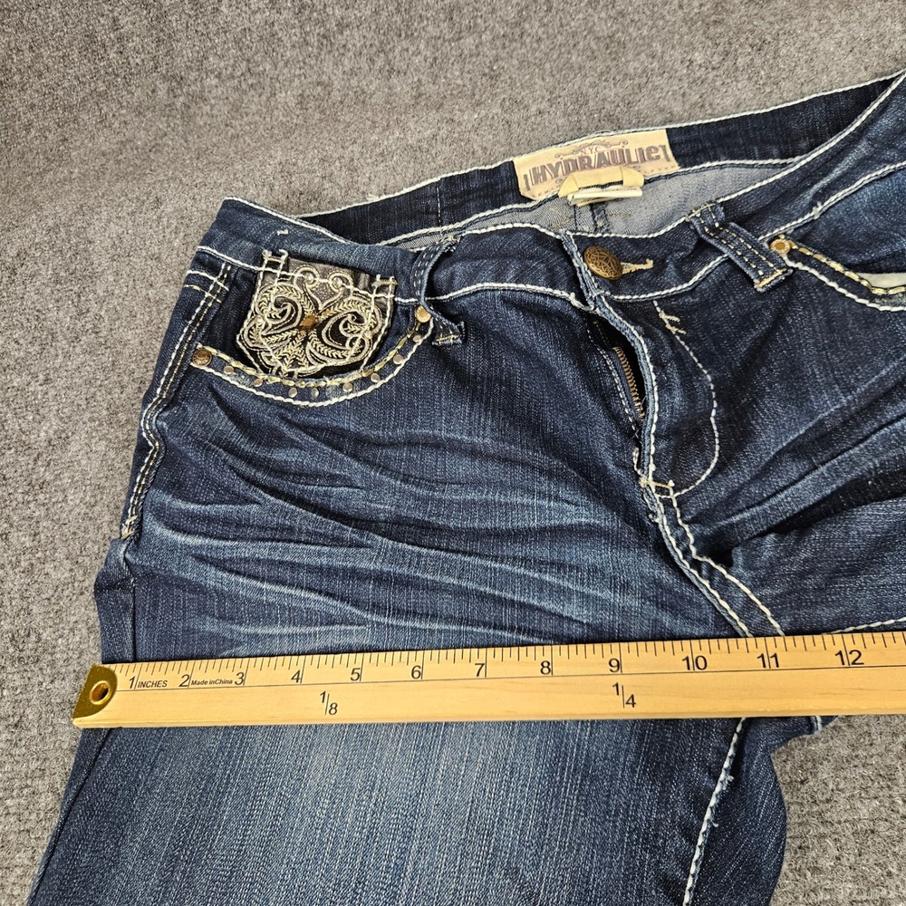 Hydraulic Gramercy Womens Size 14 Embroidered Bootcut Jeans Dark Wash Studded - Picture 9 of 11
